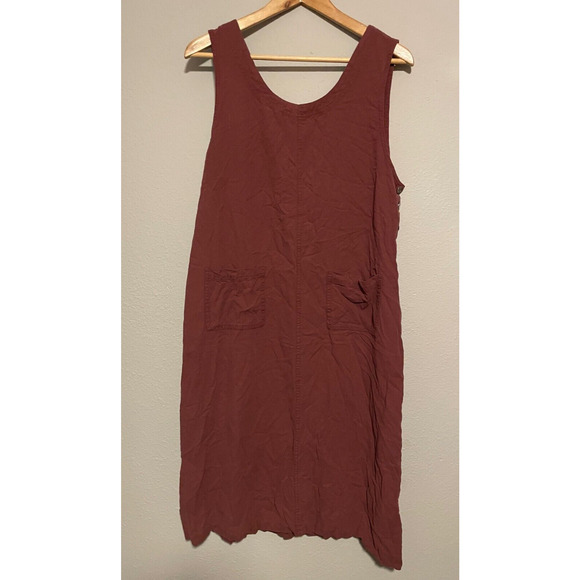 Vintage Womens Maxi Dress Medium Maroon Silk Sleeveless Relaxed Lagenlook 90s - Picture 1 of 7